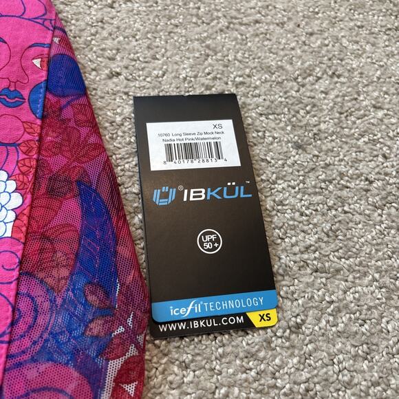 Ibkul Long Sleeve Nadia Golf Shirt Size XS Zip Pullover UPF 50+ NWT Colorful - Picture 2 of 10
